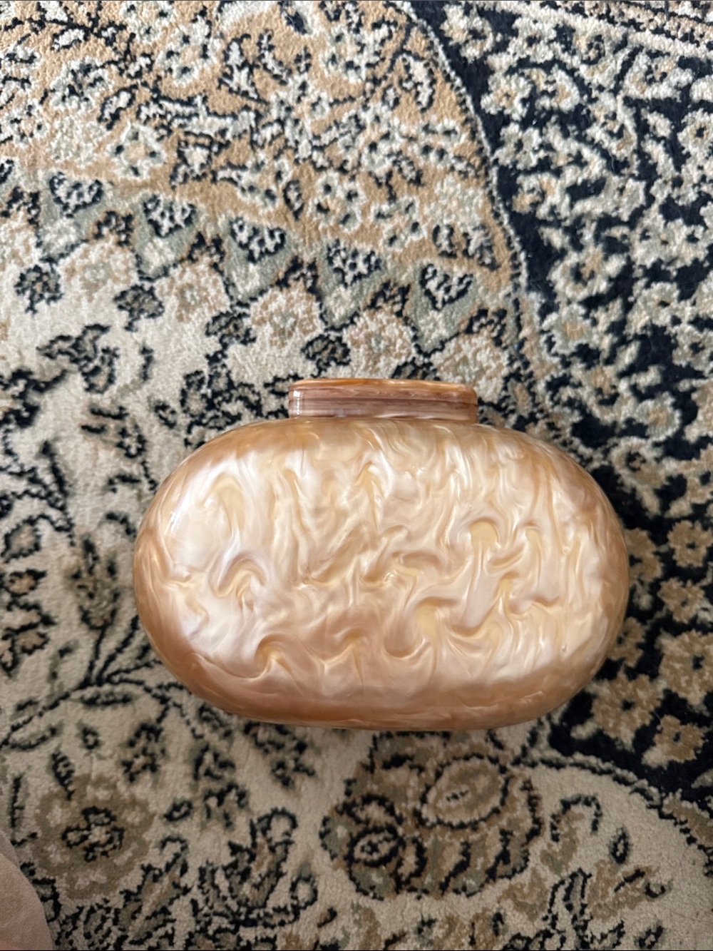 Pearlescent Swirl Oval Clutch in Champagne